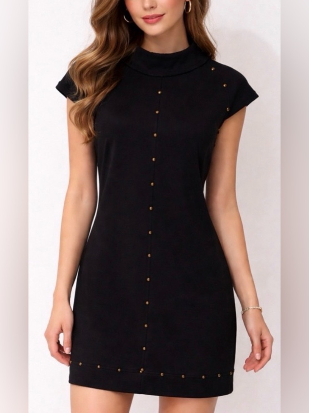 Sharagano Studio Black Mini Dress with Bead Accents Size 10